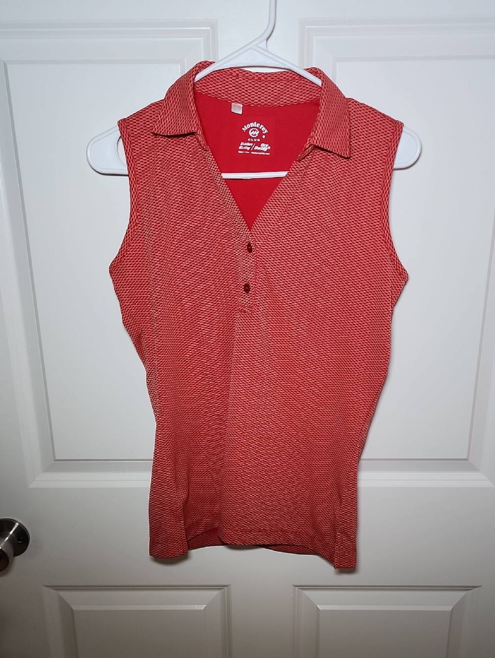 Sleeveless Polo Tank Top in Coral Red -